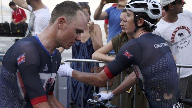 Thomas shredded his jersey in his crash at the end of the road race