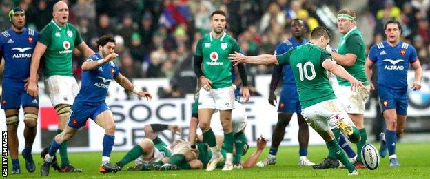 Johnny Sexton's drop-goal sealed a late win for Ireland in Paris