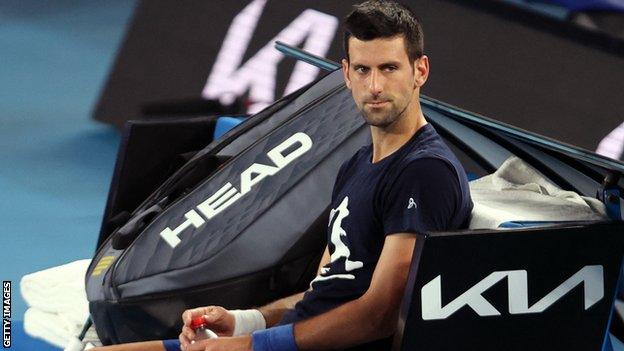 Novak Djokovic during practice