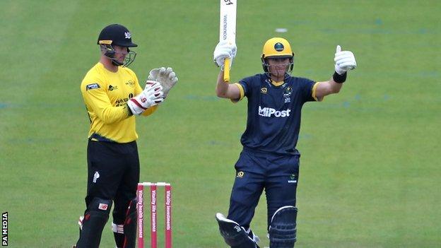 Australian star Marnus Labuschagne finished just seven short of a century on his Glamorgan T20 debut