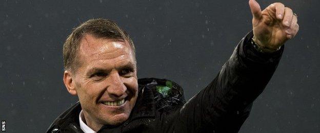 Brendan Rodgers celebrates Celtic's League Cup final win over Aberdeen