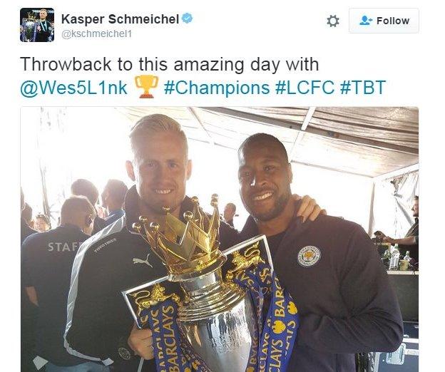 Kasper Schmeichel and Wes Morgan