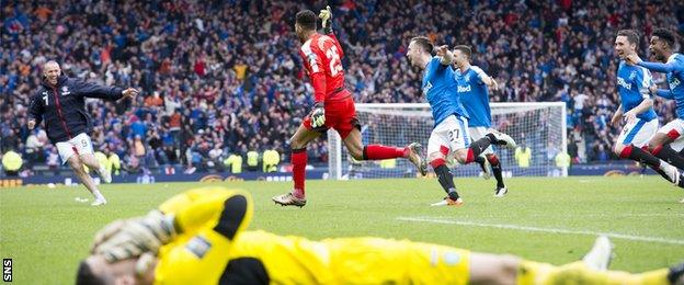 Celtic's Craig Gordon is left in despair against Rangers