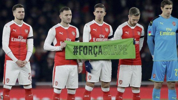 A minute's silence was held at Emirates Stadium