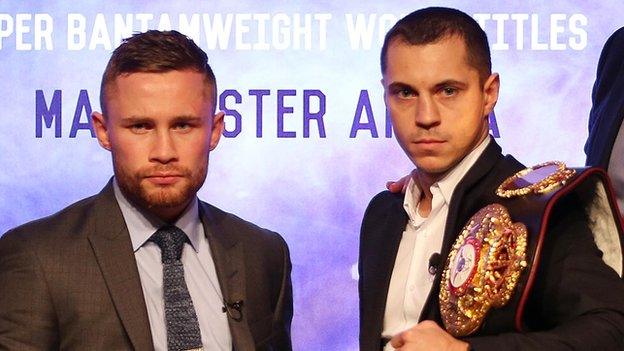 Carl Frampton and Scott Quigg in Belfast on Wednesday