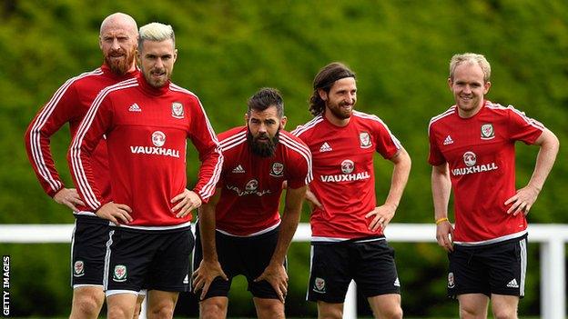 Wales player in training