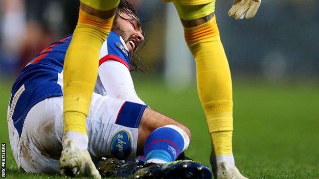 Bradley Dack injured in stoppage time of Blackburn's defeat by Brentford