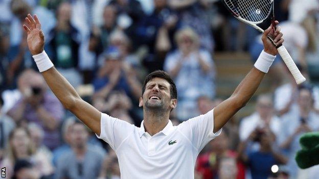 Novak Djokovic celebrates