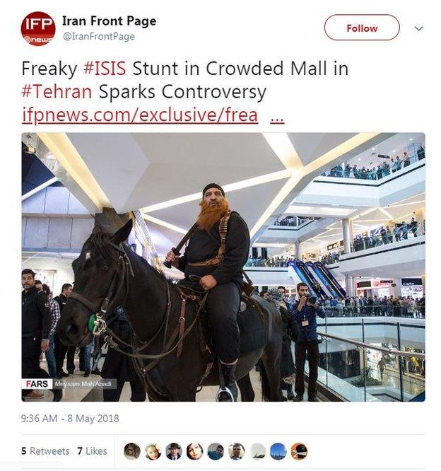 Tweeted picture of a man on a horse with a sword