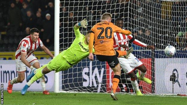 Hull's Jarrod Bowen scores against Stoke