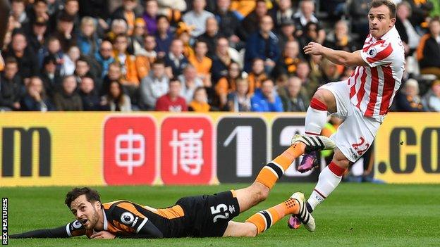 Xherdan Shaqiri scores against Hull