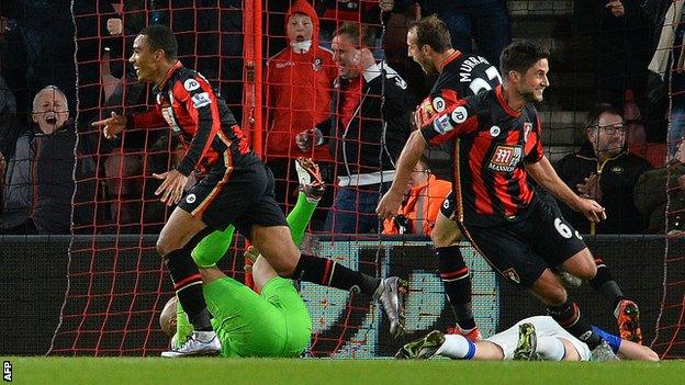 Bournemouth celebrate a goal for Junior Stanislas