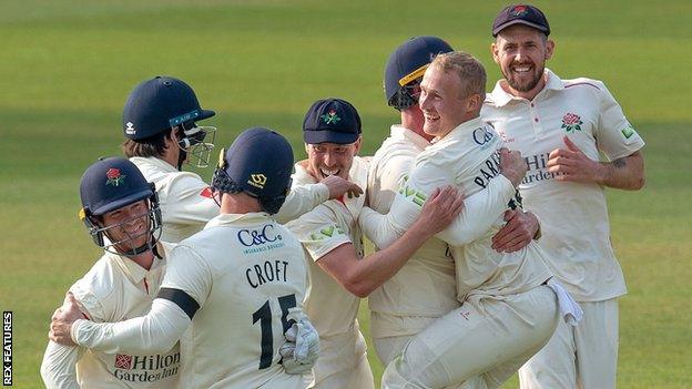 Lancashire celebrate beating Northamptonshire