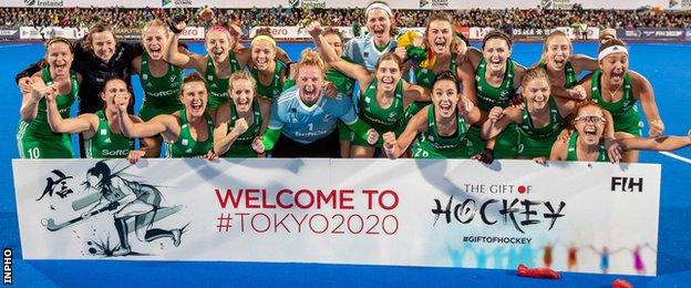 Ireland celebrate qualifying for the Olympics