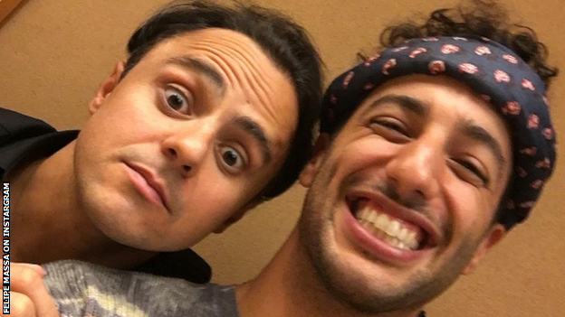 Felipe Massa has dinner with Daniel Ricciardo