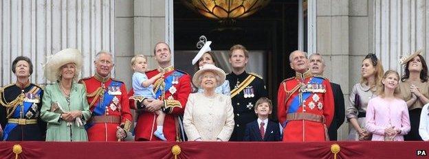 The royal family on the balcony at Buckingham Palace in 2015