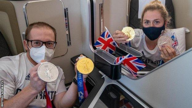 Jason and Laura Kenny on flight home