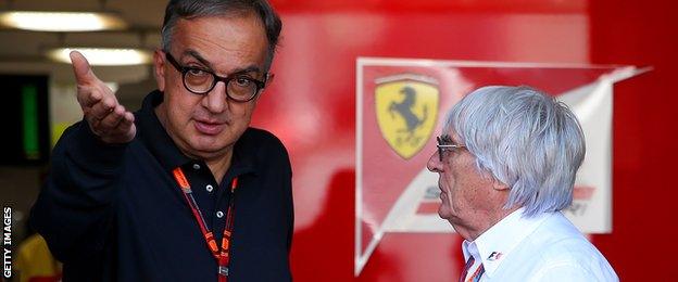 Ferrari's president Sergio Marchionne and F1 chief executive Bernie Ecclestone