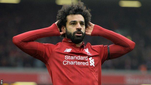 Mohamed Salah celebrates