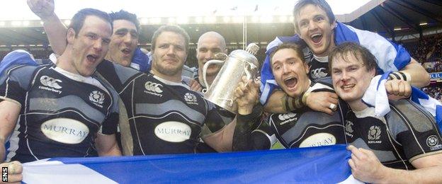 Scotland celebrate winning the 2008 Calcutta Cup