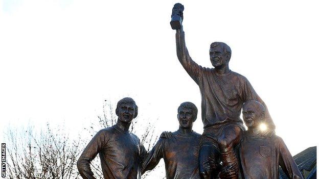 Bobby Moore, Geoff Hurst, Martin Peters and Ray Wilson feature in a statue near West Ham's former stadium