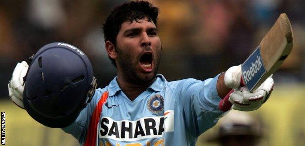 Yuvraj Singh celebrates bringing up a century