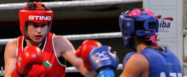 Katie Taylor in action against Azerbaijan's Yana Alekseevna in Turkey on Friday