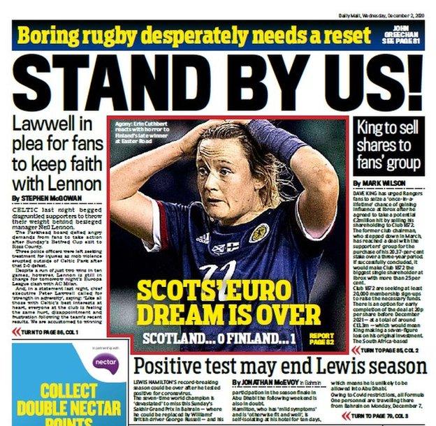 Back page of the Scottish Daily Mail