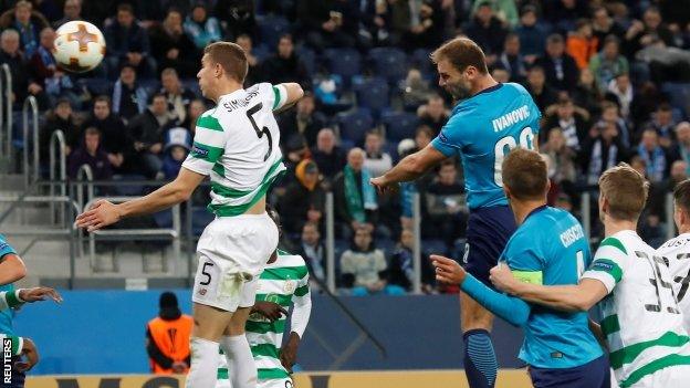 Branislav Ivanovic heads Zenit ahead against Celtic