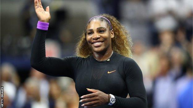 Serena Williams celebrates beating Elina Svitolina in the 2019 US Open semi-final