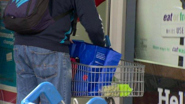 Shopper with re-usable bag