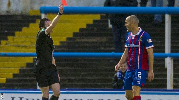 Inverness defender David Raven sent off