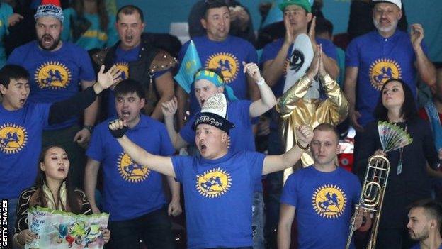 Kazakhstan fans during the defeat to Great Britain