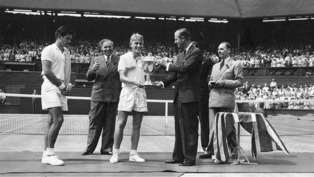 Prince Philip at Wimbledon in 1957