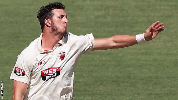 Daniel Worrall bowling in Australia