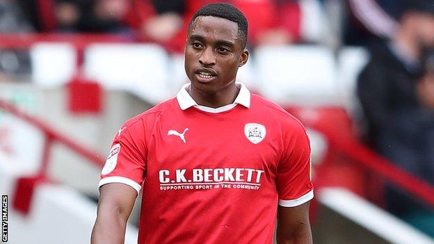 Victor Adeboyejo in action for Barnsley