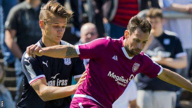 Gavin Swankie (right) in action for Arbroath