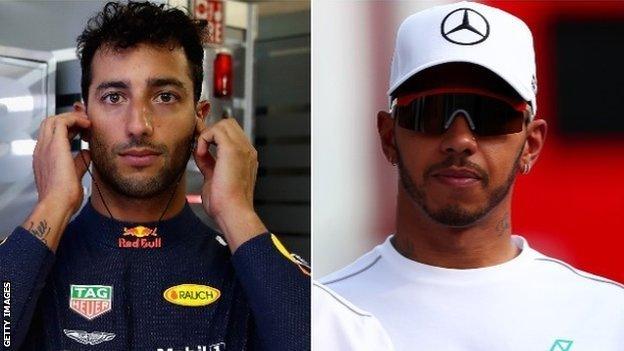 Daniel Ricciardo and Lewis Hamilton