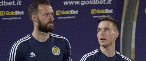 Steven Fletcher and Barrie McKay on Scotland duty for their friendly against Italy in May