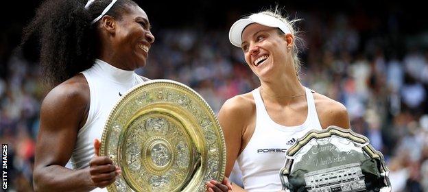 Angelique Kerber and Serena Williams at Wimbledon in 2016