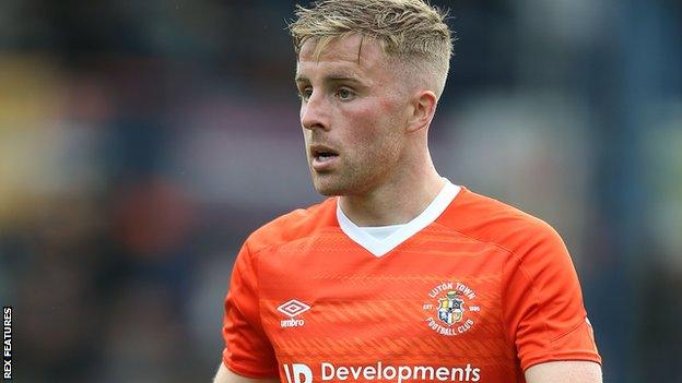 Joe Morrell in action for Luton Town