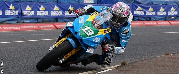 Johnston rode his Aprilia Supertwin for the first time at the recent North West 200