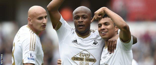 Jonjo Shelvey, Andre Ayew and Jefferson Montero