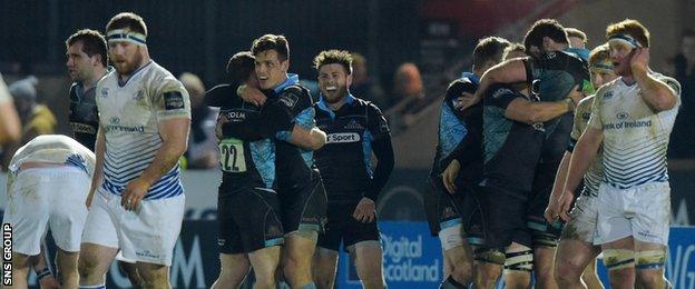 Glasgow celebrate a victory that keeps them in touch with the top four