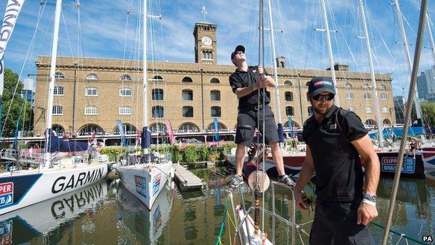 Crew prepare yacht