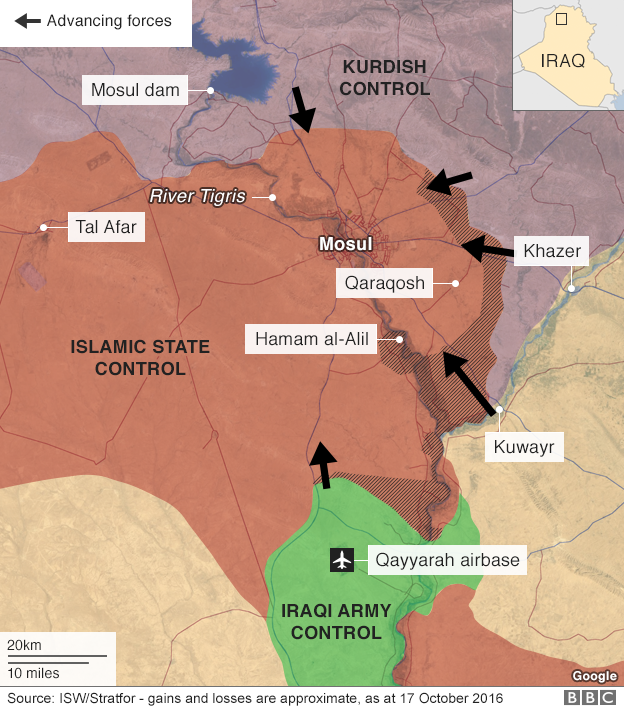 Mosul battle map