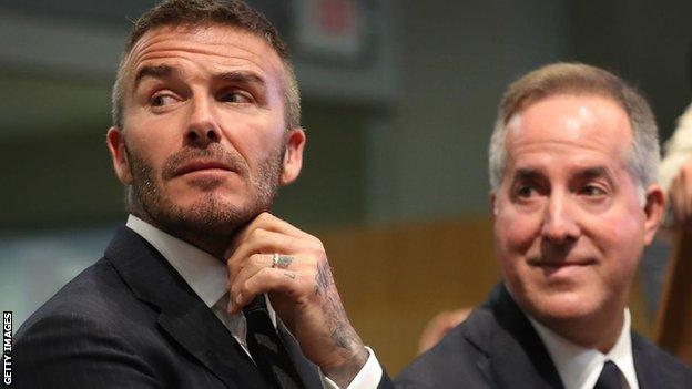 David Beckham (left) co-owns Inter Miami with three other parties including Jorge Mas (right)