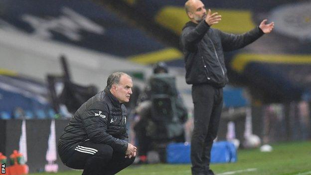 Marcelo Bielsa and Pep Guardiola on the touchline