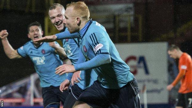 Hamilton's Ziggy Gordon celebrates his winning goal