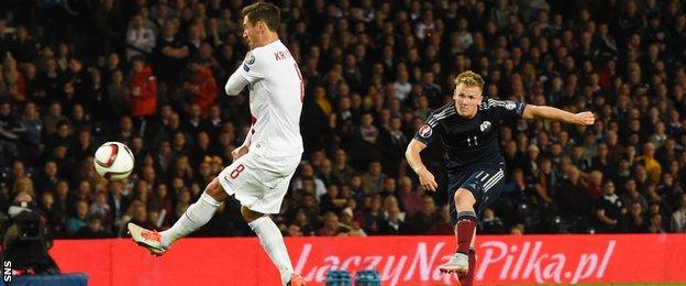 Matt Ritchie scores for Scotland against Poland